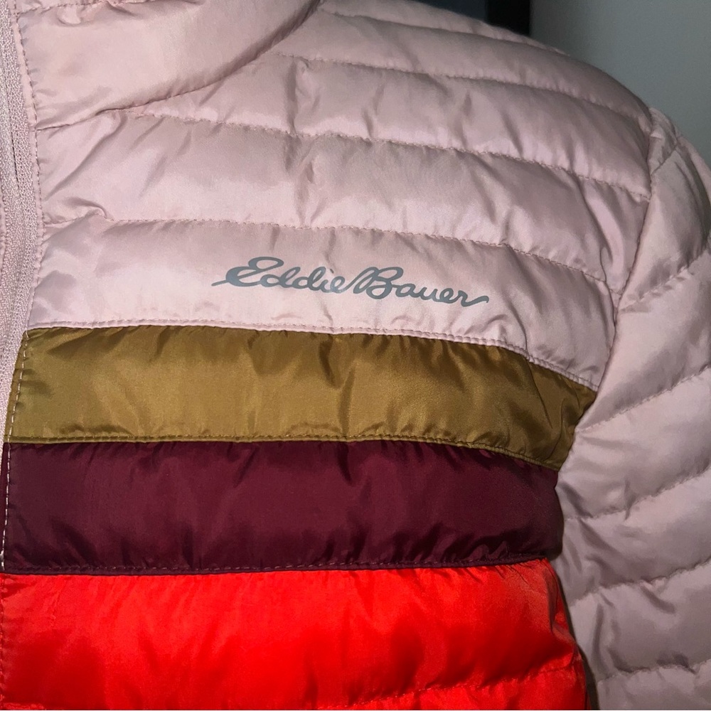 Eddie Bauer Women’s Microlight Down Jacket – Colorblock Pink & Red, Size Large - Picture 5 of 10